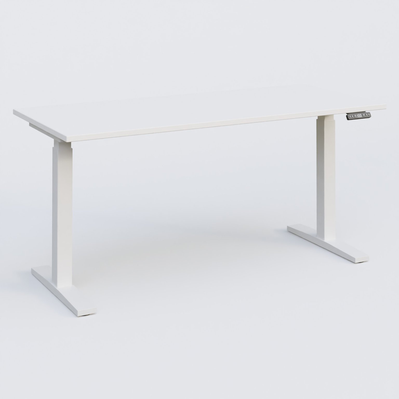 Poste solo 160*70 réglable en hauteur éléctriquement de 70-120 cm gamme KPro2. Plateau Blanc et pietement Blanc.