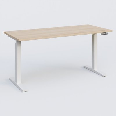 [Pas de famille] - [Pas de sous famille] - Poste solo 160*70 réglable en hauteur éléctriquement de 70-120 cm gamme KPro2. Plateau Hêtre et pietement Blanc.