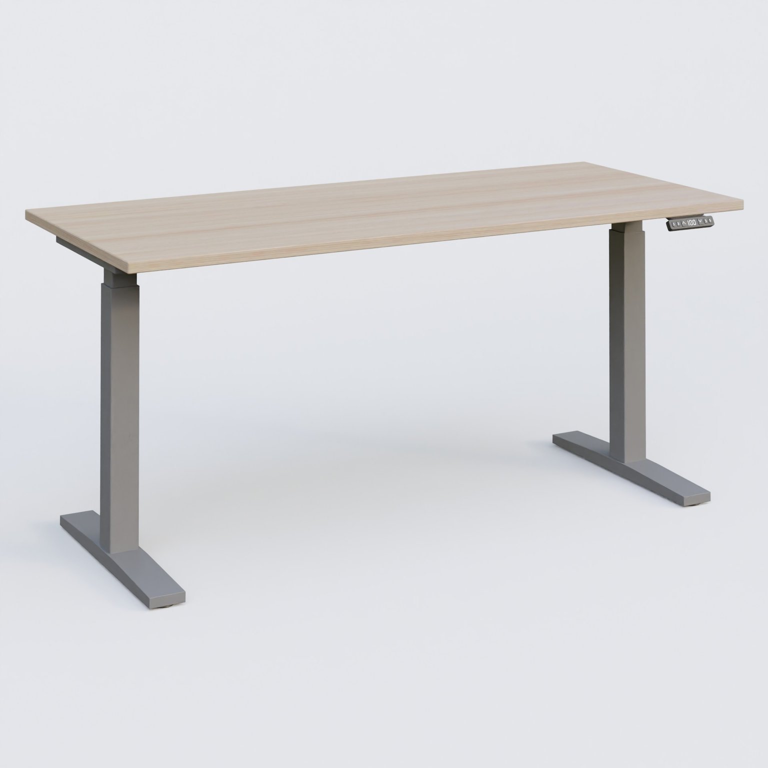 Poste solo 160*70 réglable en hauteur éléctriquement de 70-120 cm gamme KPro2. Plateau Acacia et pietement Aluminium.