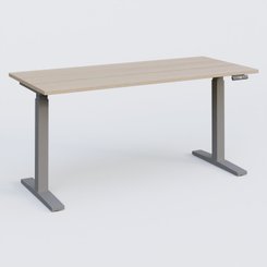 [Pas de famille] - [Pas de sous famille] - Poste solo 160*70 réglable en hauteur éléctriquement de 70-120 cm gamme KPro2. Plateau Acacia et pietement Aluminium.
