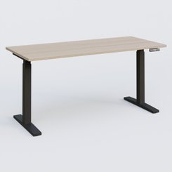[Pas de famille] - [Pas de sous famille] - Poste solo 160*70 réglable en hauteur éléctriquement de 70-120 cm gamme KPro2. Plateau Acacia et pietement Noir.