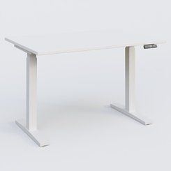 [Pas de famille] - [Pas de sous famille] - Poste solo 120*80 réglable en hauteur éléctriquement de 70-120 cm gamme KPro2. Plateau Blanc et pietement Blanc.