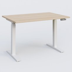 [Pas de famille] - [Pas de sous famille] - Poste solo 120*80 réglable en hauteur éléctriquement de 70-120 cm gamme KPro2. Plateau Hêtre et pietement Blanc.