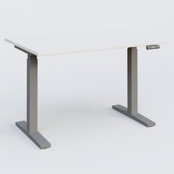 [Pas de famille] - [Pas de sous famille] - Poste solo 120*80 réglable en hauteur éléctriquement de 70-120 cm gamme KPro2. Plateau Blanc et pietement Aluminium.