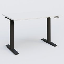 [Pas de famille] - [Pas de sous famille] - Poste solo 120*80 réglable en hauteur éléctriquement de 70-120 cm gamme KPro2. Plateau Blanc et pietement Noir.