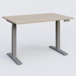 [Pas de famille] - [Pas de sous famille] - Poste solo 120*80 réglable en hauteur éléctriquement de 70-120 cm gamme KPro2. Plateau Acacia et pietement Aluminium.