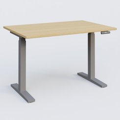 [Pas de famille] - [Pas de sous famille] - Poste solo 120*80 réglable en hauteur éléctriquement de 70-120 cm gamme KPro2. Plateau Chêne clair et pietement Aluminium.