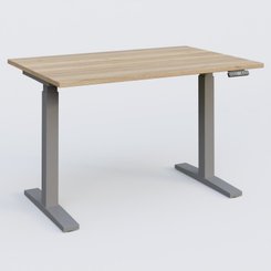 [Pas de famille] - [Pas de sous famille] - Poste solo 120*80 réglable en hauteur éléctriquement de 70-120 cm gamme KPro2. Plateau Chêne naturel et pietement Aluminium.