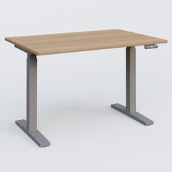 [Pas de famille] - [Pas de sous famille] - Poste solo 120*80 réglable en hauteur éléctriquement de 70-120 cm gamme KPro2. Plateau Noyer et pietement Aluminium.
