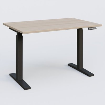 [Pas de famille] - [Pas de sous famille] - Poste solo 120*80 réglable en hauteur éléctriquement de 70-120 cm gamme KPro2. Plateau Acacia et pietement Noir.