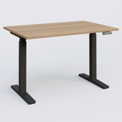 [Pas de famille] - [Pas de sous famille] - Poste solo 120*80 réglable en hauteur éléctriquement de 70-120 cm gamme KPro2. Plateau Noyer et pietement Noir.