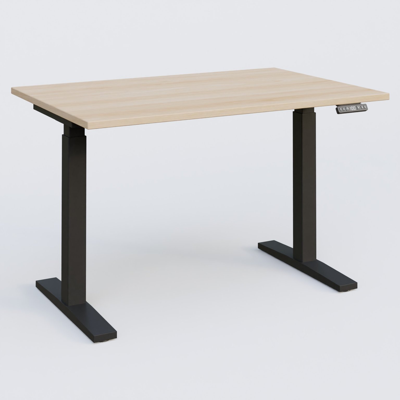 Poste solo 120*80 réglable en hauteur éléctriquement de 70-120 cm gamme KPro2. Plateau Hêtre et pietement Noir.