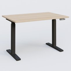 [Pas de famille] - [Pas de sous famille] - Poste solo 120*80 réglable en hauteur éléctriquement de 70-120 cm gamme KPro2. Plateau Hêtre et pietement Noir.