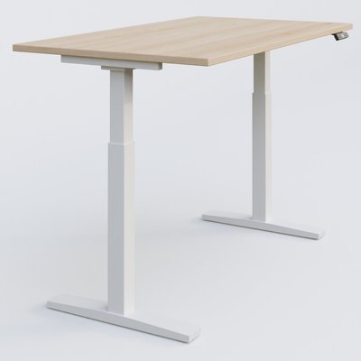 [Pas de famille] - [Pas de sous famille] - Poste solo 120*80 réglable en hauteur éléctriquement de 70-120 cm gamme KPro2. Plateau Hêtre et pietement Blanc.
