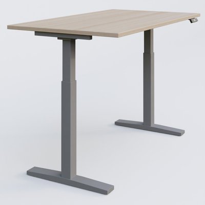 [Pas de famille] - [Pas de sous famille] - Poste solo 120*80 réglable en hauteur éléctriquement de 70-120 cm gamme KPro2. Plateau Acacia et pietement Aluminium.