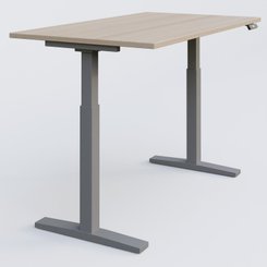 [Pas de famille] - [Pas de sous famille] - Poste solo 120*80 réglable en hauteur éléctriquement de 70-120 cm gamme KPro2. Plateau Acacia et pietement Aluminium.
