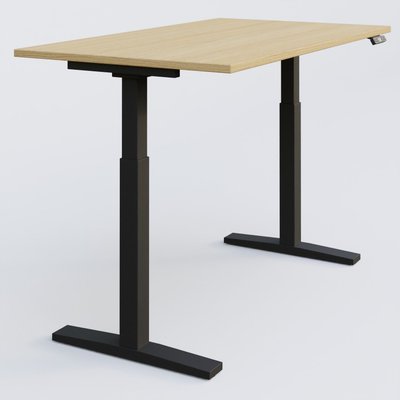 [Pas de famille] - [Pas de sous famille] - Poste solo 120*80 réglable en hauteur éléctriquement de 70-120 cm gamme KPro2. Plateau Chêne clair et pietement Noir.