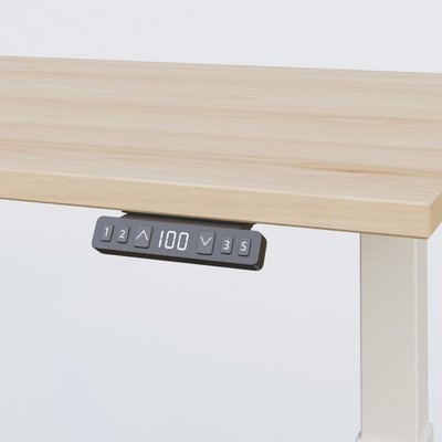 [Pas de famille] - [Pas de sous famille] - Poste solo 120*80 réglable en hauteur éléctriquement de 70-120 cm gamme KPro2. Plateau Hêtre et pietement Blanc.