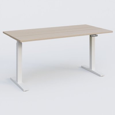 [Pas de famille] - [Pas de sous famille] - Poste solo 160*80 réglable en hauteur éléctriquement de 70-120 cm gamme KPro2. Plateau Acacia et pietement Blanc.