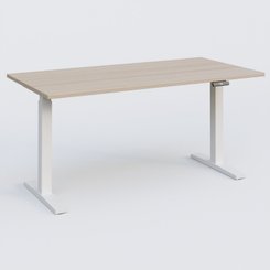 [Pas de famille] - [Pas de sous famille] - Poste solo 160*80 réglable en hauteur éléctriquement de 70-120 cm gamme KPro2. Plateau Acacia et pietement Blanc.