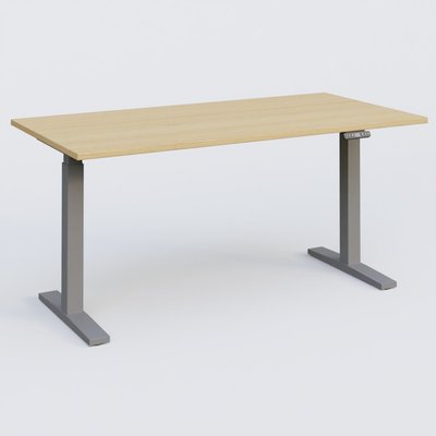 [Pas de famille] - [Pas de sous famille] - Poste solo 160*80 réglable en hauteur éléctriquement de 70-120 cm gamme KPro2. Plateau Chêne clair et pietement Aluminium.