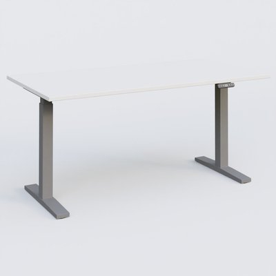 [Pas de famille] - [Pas de sous famille] - Poste solo 160*80 réglable en hauteur éléctriquement de 70-120 cm gamme KPro2. Plateau Blanc et pietement Aluminium.