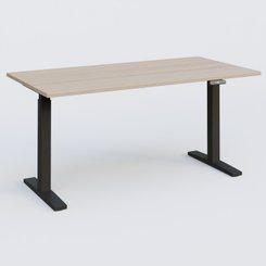 [Pas de famille] - [Pas de sous famille] - Poste solo 160*80 réglable en hauteur éléctriquement de 70-120 cm gamme KPro2. Plateau Acacia et pietement Noir.