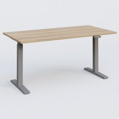 [Pas de famille] - [Pas de sous famille] - Poste solo 160*80 réglable en hauteur éléctriquement de 70-120 cm gamme KPro2. Plateau Chêne naturel et pietement Aluminium.