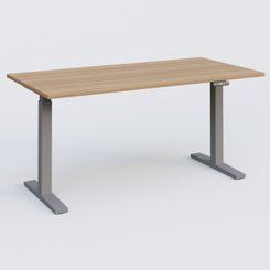 [Pas de famille] - [Pas de sous famille] - Poste solo 160*80 réglable en hauteur éléctriquement de 70-120 cm gamme KPro2. Plateau Noyer et pietement Aluminium.