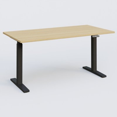 [Pas de famille] - [Pas de sous famille] - Poste solo 160*80 réglable en hauteur éléctriquement de 70-120 cm gamme KPro2. Plateau Chêne clair et pietement Noir.