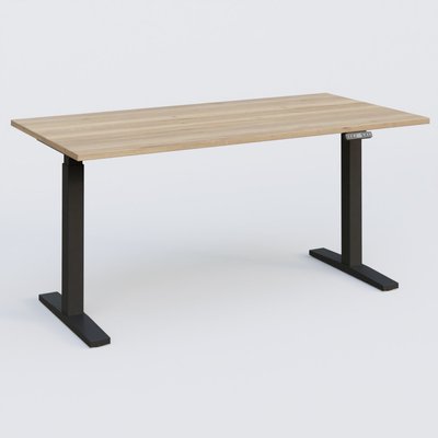 [Pas de famille] - [Pas de sous famille] - Poste solo 160*80 réglable en hauteur éléctriquement de 70-120 cm gamme KPro2. Plateau Chêne naturel et pietement Noir.
