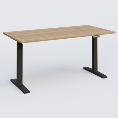 [Pas de famille] - [Pas de sous famille] - Poste solo 160*80 réglable en hauteur éléctriquement de 70-120 cm gamme KPro2. Plateau Noyer et pietement Noir.