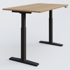 [Pas de famille] - [Pas de sous famille] - Poste solo 160*80 réglable en hauteur éléctriquement de 70-120 cm gamme KPro2. Plateau Noyer et pietement Noir.