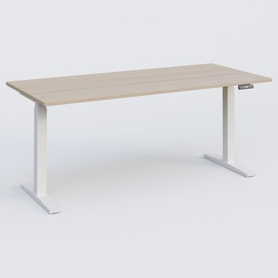 [Pas de famille] - [Pas de sous famille] - Poste solo 180*80 réglable en hauteur éléctriquement de 70-120 cm gamme KPro2. Plateau Acacia et pietement Blanc.