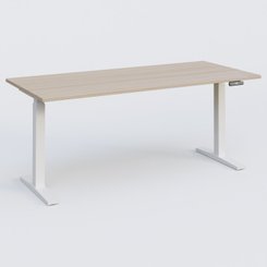 [Pas de famille] - [Pas de sous famille] - Poste solo 180*80 réglable en hauteur éléctriquement de 70-120 cm gamme KPro2. Plateau Acacia et pietement Blanc.