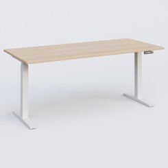 [Pas de famille] - [Pas de sous famille] - Poste solo 180*80 réglable en hauteur éléctriquement de 70-120 cm gamme KPro2. Plateau Hêtre et pietement Blanc.