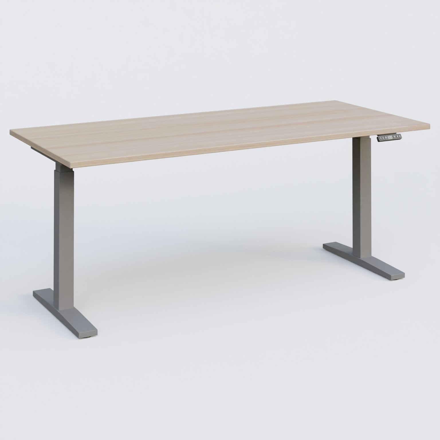 Poste solo 180*80 réglable en hauteur éléctriquement de 70-120 cm gamme KPro2. Plateau Acacia et pietement Aluminium.