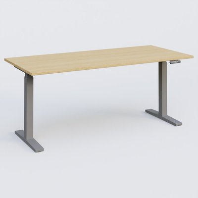[Pas de famille] - [Pas de sous famille] - Poste solo 180*80 réglable en hauteur éléctriquement de 70-120 cm gamme KPro2. Plateau Chêne clair et pietement Aluminium.