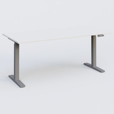 [Pas de famille] - [Pas de sous famille] - Poste solo 180*80 réglable en hauteur éléctriquement de 70-120 cm gamme KPro2. Plateau Blanc et pietement Aluminium.