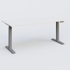 [Pas de famille] - [Pas de sous famille] - Poste solo 180*80 réglable en hauteur éléctriquement de 70-120 cm gamme KPro2. Plateau Blanc et pietement Aluminium.