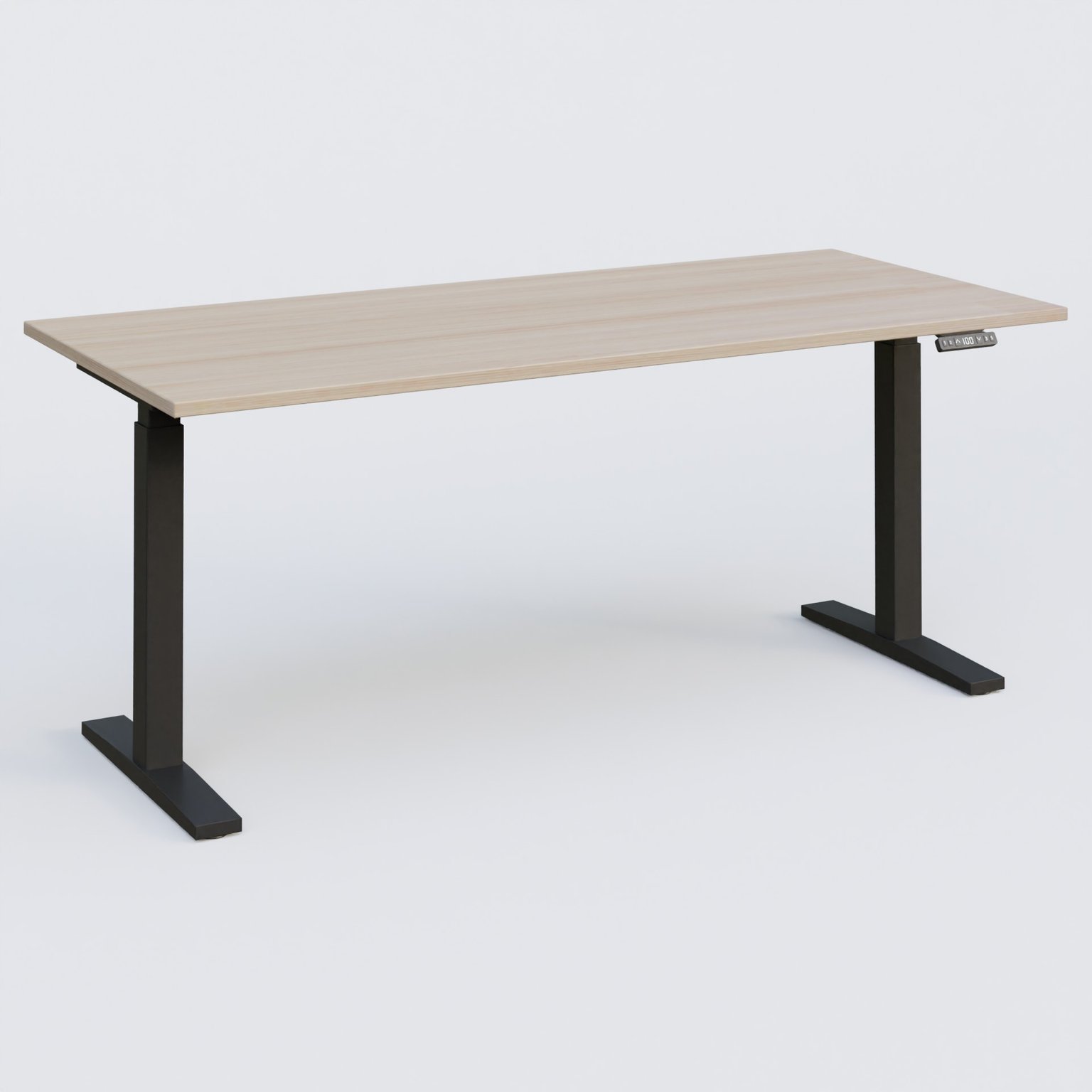 Poste solo 180*80 réglable en hauteur éléctriquement de 70-120 cm gamme KPro2. Plateau Acacia et pietement Noir.