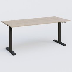 [Pas de famille] - [Pas de sous famille] - Poste solo 180*80 réglable en hauteur éléctriquement de 70-120 cm gamme KPro2. Plateau Acacia et pietement Noir.