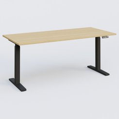 [Pas de famille] - [Pas de sous famille] - Poste solo 180*80 réglable en hauteur éléctriquement de 70-120 cm gamme KPro2. Plateau Chêne clair et pietement Noir.