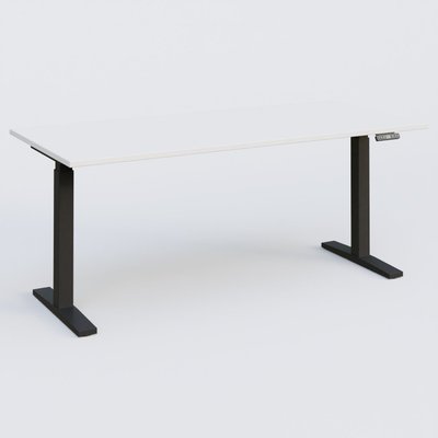 [Pas de famille] - [Pas de sous famille] - Poste solo 180*80 réglable en hauteur éléctriquement de 70-120 cm gamme KPro2. Plateau Blanc et pietement Noir.