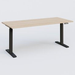 [Pas de famille] - [Pas de sous famille] - Poste solo 180*80 réglable en hauteur éléctriquement de 70-120 cm gamme KPro2. Plateau Hêtre et pietement Noir.