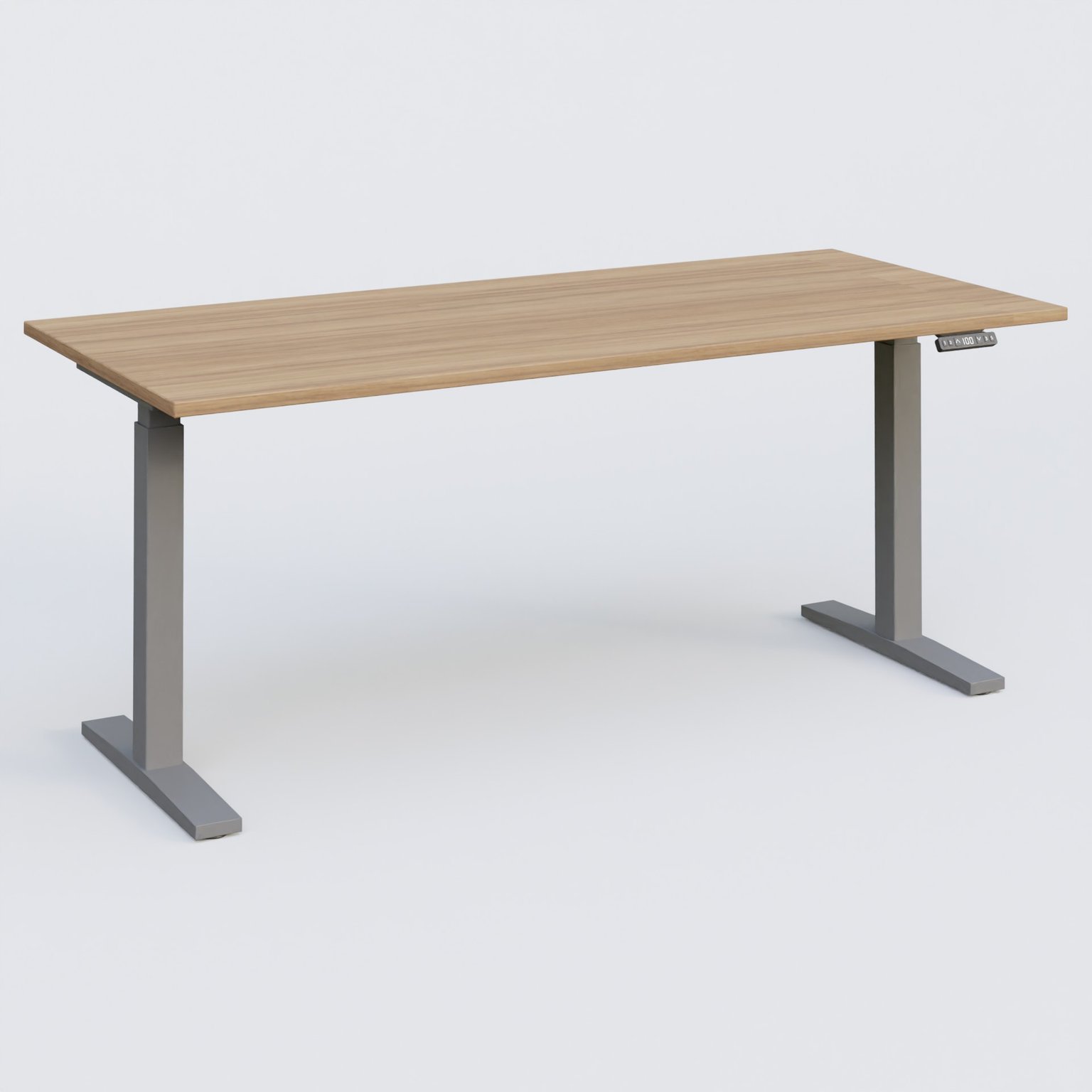 Poste solo 180*80 réglable en hauteur éléctriquement de 70-120 cm gamme KPro2. Plateau Noyer et pietement Aluminium.