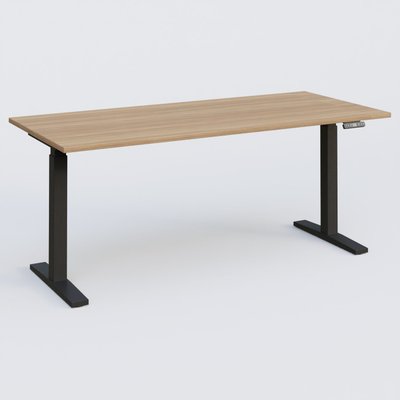 [Pas de famille] - [Pas de sous famille] - Poste solo 180*80 réglable en hauteur éléctriquement de 70-120 cm gamme KPro2. Plateau Noyer et pietement Noir.
