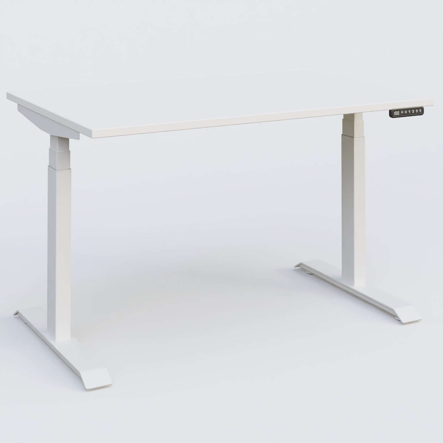 Poste solo 120*80 réglable en hauteur éléctriquement de 65-130 cm gamme KPro3. Plateau Blanc et pietement Blanc.
