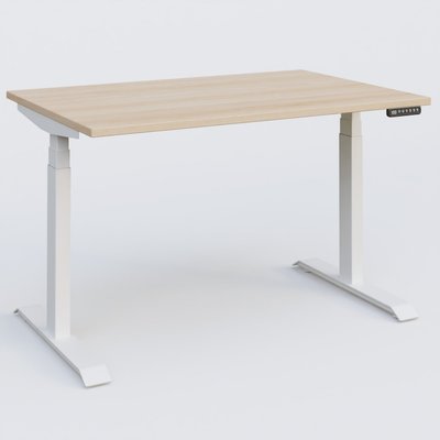 [Pas de famille] - [Pas de sous famille] - Poste solo 120*80 réglable en hauteur éléctriquement de 65-130 cm gamme KPro3. Plateau Hêtre et pietement Blanc.
