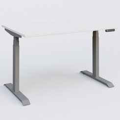 [Pas de famille] - [Pas de sous famille] - Poste solo 120*80 réglable en hauteur éléctriquement de 65-130 cm gamme KPro3. Plateau Blanc et pietement Aluminium.
